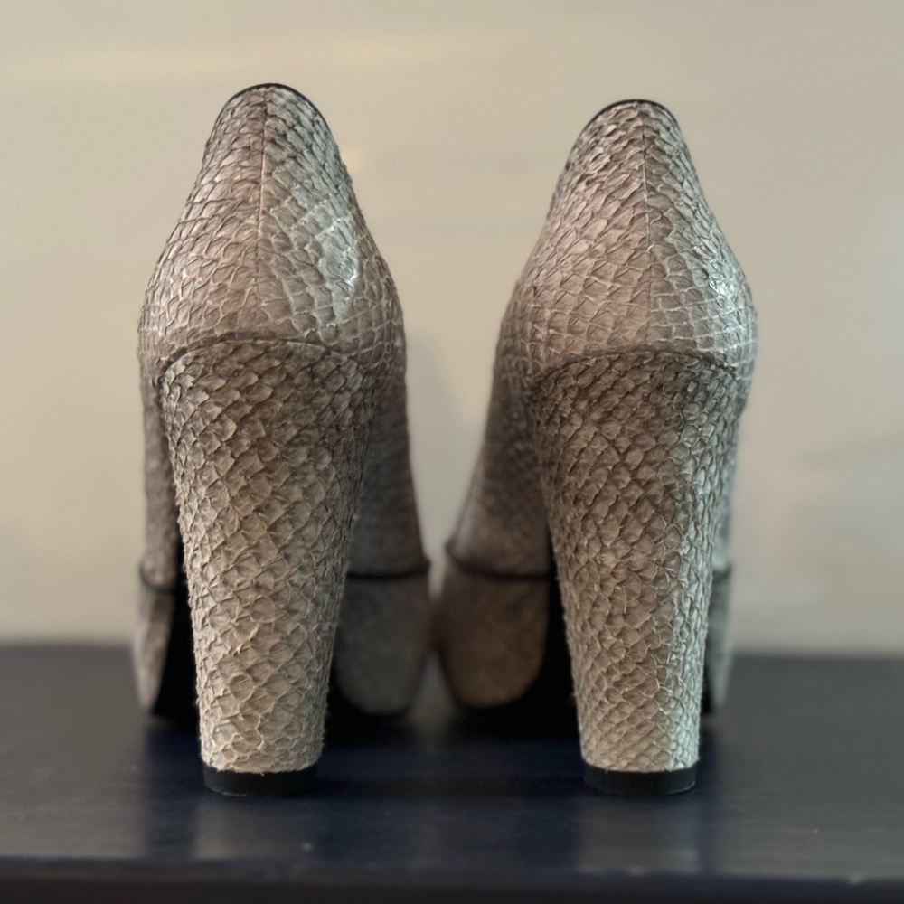 Leather Handmade Kron By KRONKRON black and White Snake skin heels: brand new - Picture 3 of 4